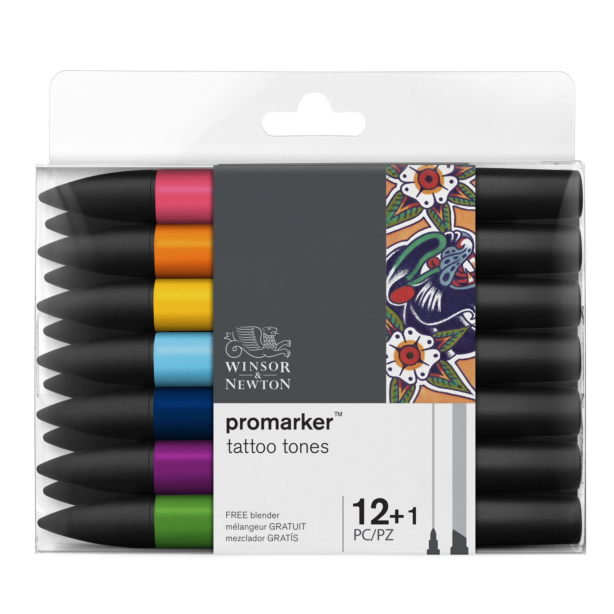 Winsor & Newton Promarker Graphic Drawing Pens 12+1 Tattoo Tones